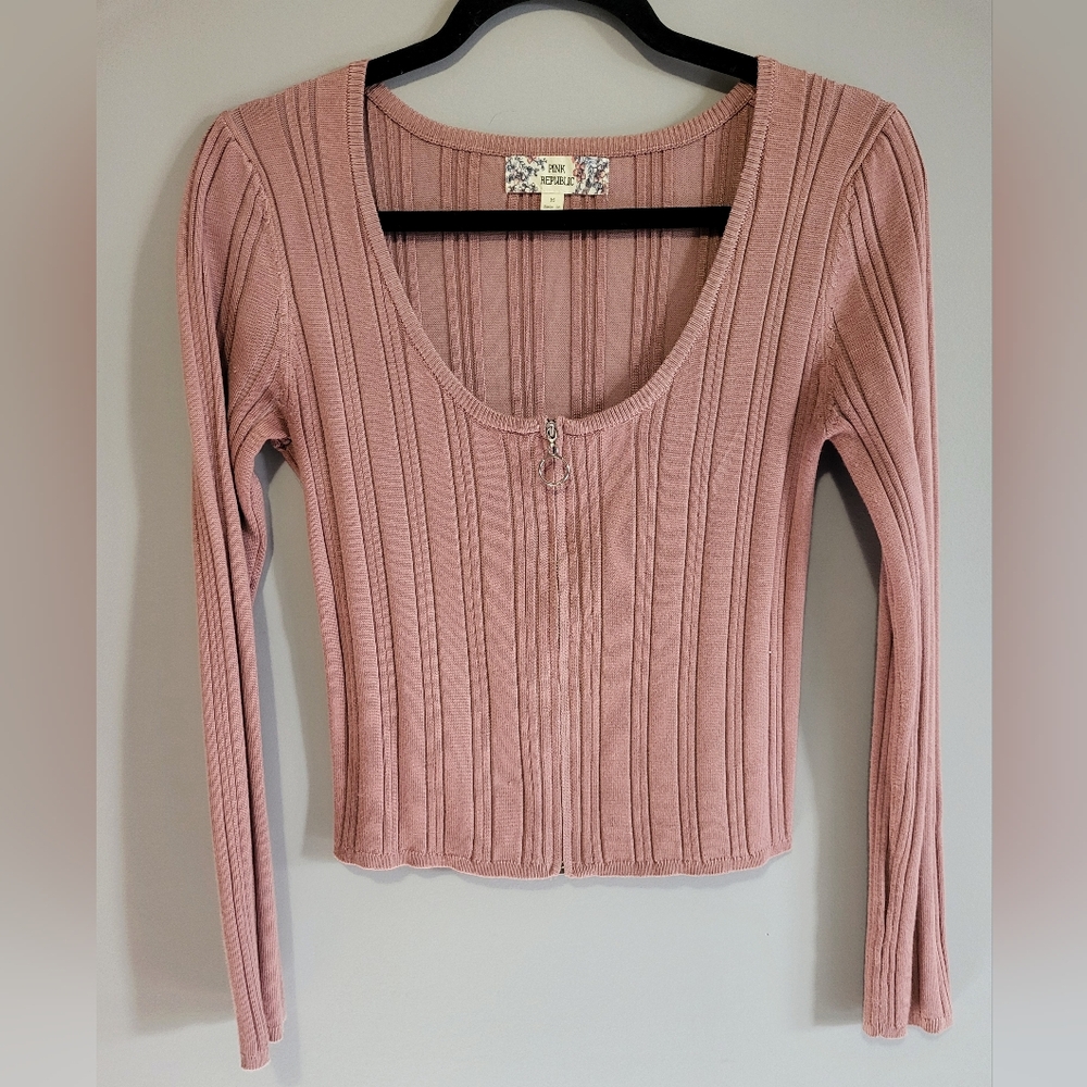 Pink Republic zip up sweater top